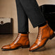 Melodiapelle Madison Combat Boot in tan leather worn with trousers, on-feet shot