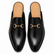 Melodiapelle Madison Mule in black leather, pair top-down view, handcrafted in Agra