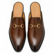 Melodiapelle Madison Mule in brown leather, pair top-down view, handcrafted in Agra