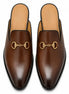 Melodiapelle Madison Mule in brown leather, pair top-down view, handcrafted in Agra