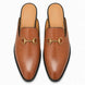 Melodiapelle Madison Mule in tan leather, pair top-down view, handcrafted in Agra