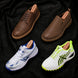 Melodiapelle Madras Cricket Shoe collection in brown, white and blue colourways, performance cricket shoes displayed together