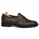 Side profile of the Madrid Single Monk Strap in dark chocolate leather on white background