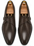 Melodiapelle Madrid Single Monk Strap in dark chocolate leather, pair top-down view, handcrafted in Agra