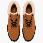 Melodiapelle Malabar Shearling Winter Boot in camel suede, pair top-down view, handcrafted in Agra