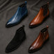 Melodiapelle Malacca Chelsea Boot collection in tan, blue and black leather, handcrafted boots displayed together