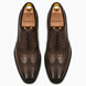 Melodiapelle Malcomb Croc-Panel Wingtip Derby in brown leather, pair top-down view, handcrafted in Agra