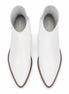 Melodiapelle Malone Zip Ankle Boot in pearl white leather, pair top-down view, handcrafted in Agra