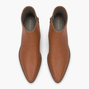 Melodiapelle Malone Zip Ankle Boot in tan leather, pair top-down view, handcrafted in Agra