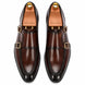 Melodiapelle Malvern Apron Monk Strap in dark mahogany leather, pair top-down view, handcrafted in Agra
