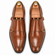 Melodiapelle Malvern Apron Monk Strap in tan leather, pair top-down view, handcrafted in Agra