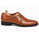 Side profile of the Manchester Monk Strap in tan leather on white background