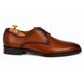 Side profile of the Mangrove Plain Derby in cognac tan leather on white background
