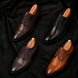 Melodiapelle Mangrove Plain Derby collection in tan, brown and black leather, handcrafted formal shoes displayed together