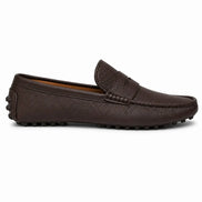 Side profile of the Manhattan Loafer in dark brown leather on white background
