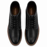 Melodiapelle Manila Plain Toe Boot in black leather, pair top-down view, handcrafted in Agra