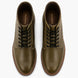 Melodiapelle Manila Plain Toe Boot in olive green leather, pair top-down view, handcrafted in Agra