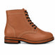 Side profile of the Manila Plain Toe Boot in tan leather on white background