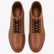 Melodiapelle Manila Plain Toe Boot in tan leather, pair top-down view, handcrafted in Agra