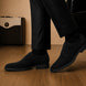 Melodiapelle Mansfield Classy Derby in black suede worn with formal trousers, on-feet shot