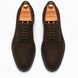 Melodiapelle Mansfield Classy Derby in dark brown suede, pair top-down view, handcrafted in Agra