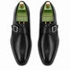 Melodiapelle Mapple Monkstrap in black leather, pair top-down view, handcrafted in Agra