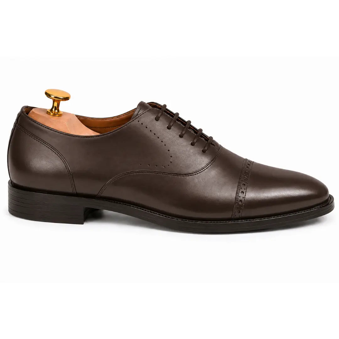 Side profile of the Marcello Semi-Brogue Oxford in brown leather on white background