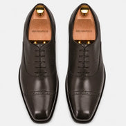Melodiapelle Marcello Semi-Brogue Oxford in brown leather, pair top-down view, handcrafted in Agra