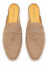 Melodiapelle Maria Mule in sand beige suede, pair top-down view, handcrafted in Agra