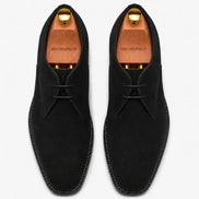 Melodiapelle Maringa Suede Chukka Boot in black suede, pair top-down view, handcrafted in Agra