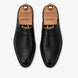 Melodiapelle Marshall Mule in black leather, pair top-down view, handcrafted in Agra