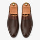 Melodiapelle Marshall Mule in dark brown leather, pair top-down view, handcrafted in Agra