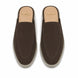 Melodiapelle Martia Mule in dark brown suede, pair top-down view, handcrafted in Agra