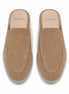 Melodiapelle Martia Mule in sand beige suede, pair top-down view, handcrafted in Agra