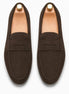 Melodiapelle Maryland Loafer in dark brown suede, pair top-down view, handcrafted in Agra