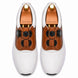 Melodiapelle Marzano BOA Golf Shoe in white and tan leather, pair top-down view, handcrafted in Agra
