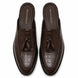 Melodiapelle Mason Mule in dark brown croc-embossed leather, pair top-down view, handcrafted in Agra