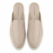 Melodiapelle Massimo Mule in cream beige leather, pair top-down view, handcrafted in Agra