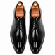 Melodiapelle Matera Plain-Toe Derby in nero black leather, pair top-down view, handcrafted in Agra