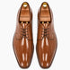 Melodiapelle Matera Plain-Toe Derby in tan leather, pair top-down view, handcrafted in Agra