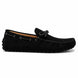 Side profile of the Mathews Loafer in black suede on white background