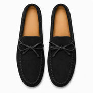 Melodiapelle Mathews Loafer in black suede, pair top-down view, handcrafted in Agra