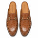 Melodiapelle Matilda Mule in tan croc-embossed leather, pair top-down view, handcrafted in Agra