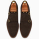 Melodiapelle Maverick Double Monk Brogue in dark brown suede, pair top-down view, handcrafted in Agra