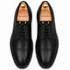 Melodiapelle Max Cap Toe Derby in black leather, pair top-down view, handcrafted in Agra
