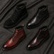 Melodiapelle Mcallen Combat Boot collection in black, brown and tan leather, handcrafted cap-toe combat boots displayed together