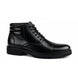 Side profile of the Mcallen Combat Boot in black leather on white background