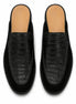 Melodiapelle Mckinsey Mule in black croc-embossed leather, pair top-down view, handcrafted in Agra