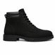 Side profile of the Meilbourne Combat Boot in black suede on white background