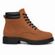 Side profile of the Meilbourne Combat Boot in rust tan leather on white background